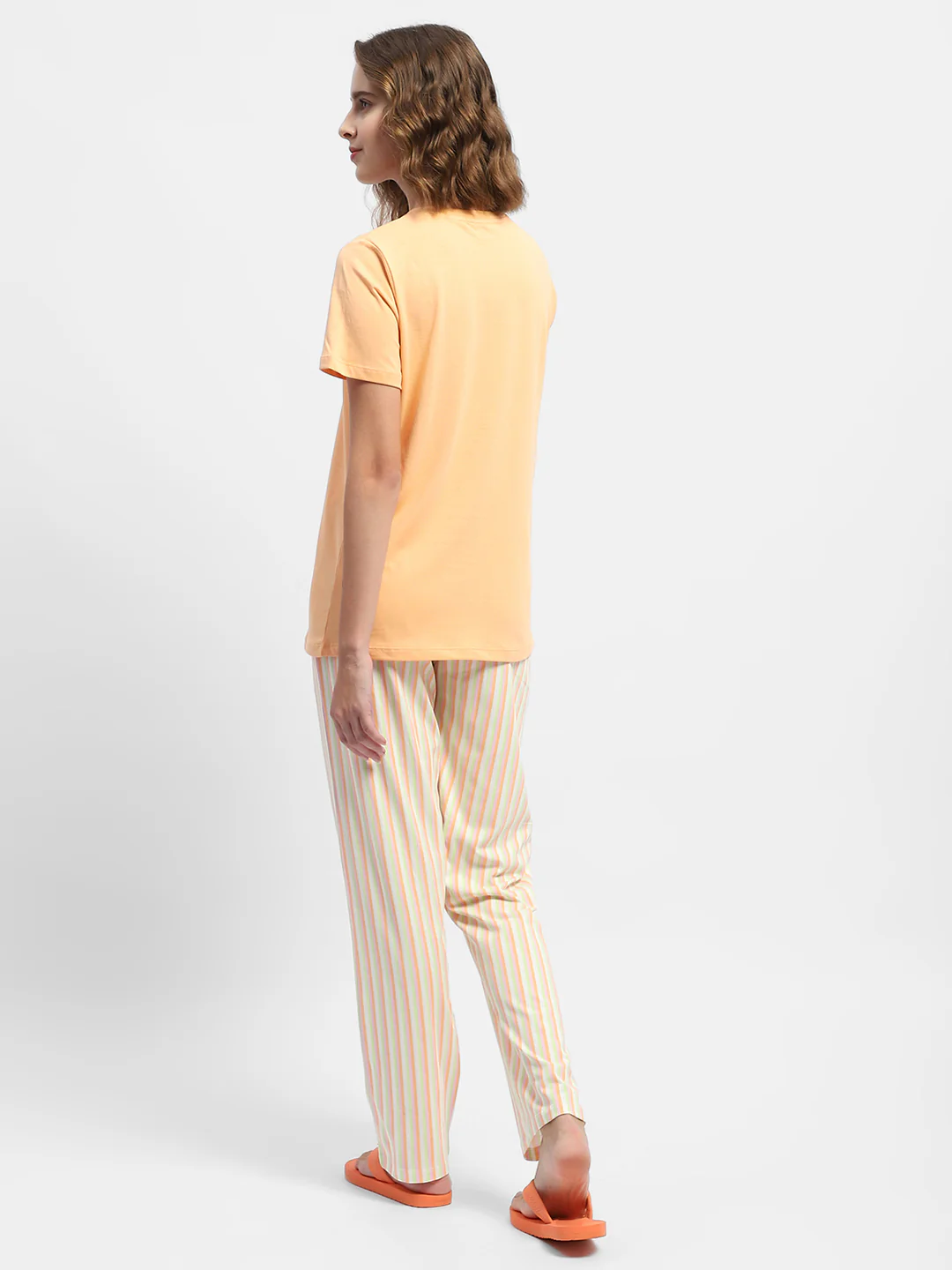 Msecret Striped Orange Two Piece Nightsuit - Image 5