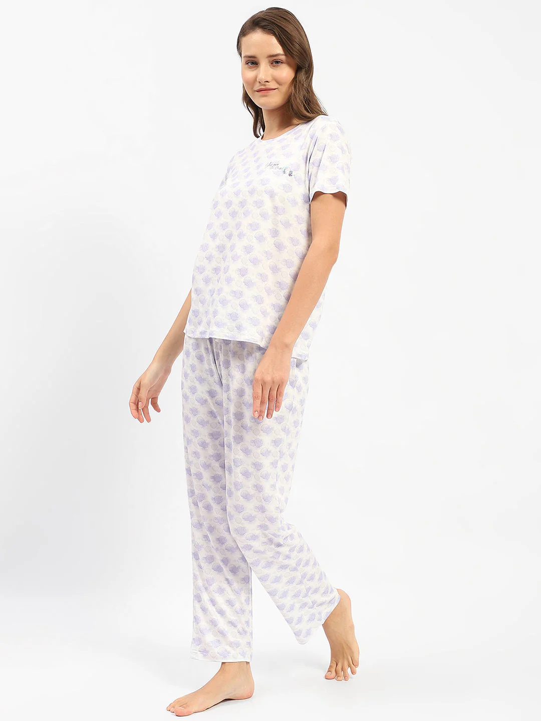 mSECRET Regular Printed Mauve Fit NIghtsuit Set - Image 5