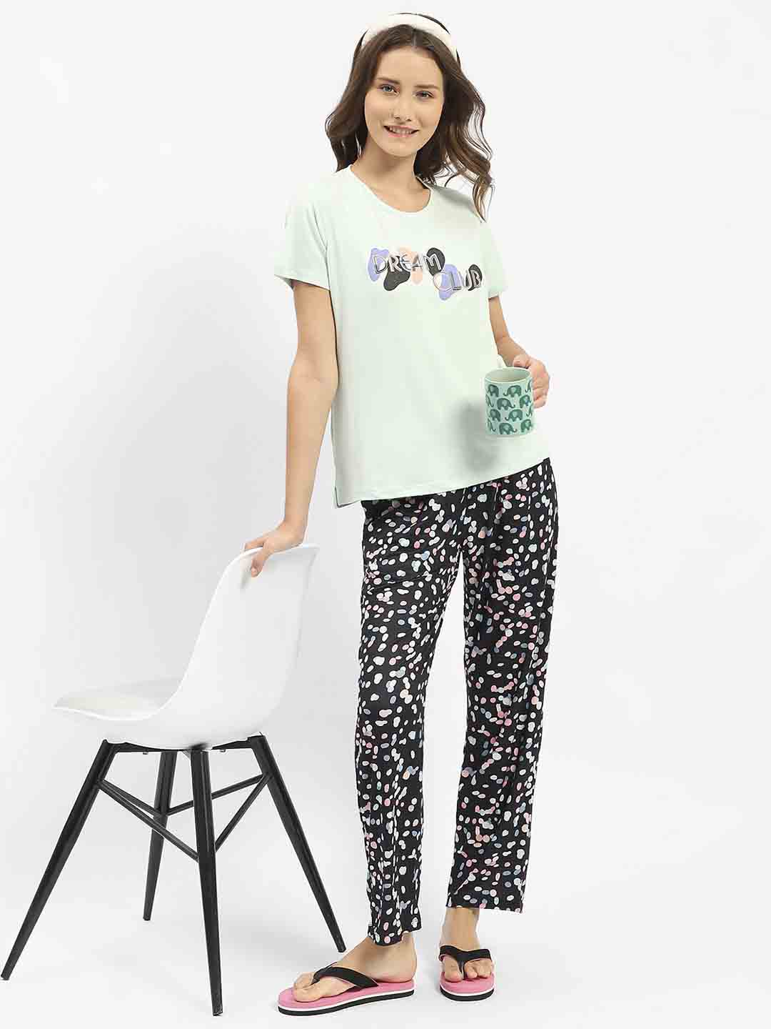 mSECRET Printed T-Shirt with Pajamas Nightsuit Set - Image 2