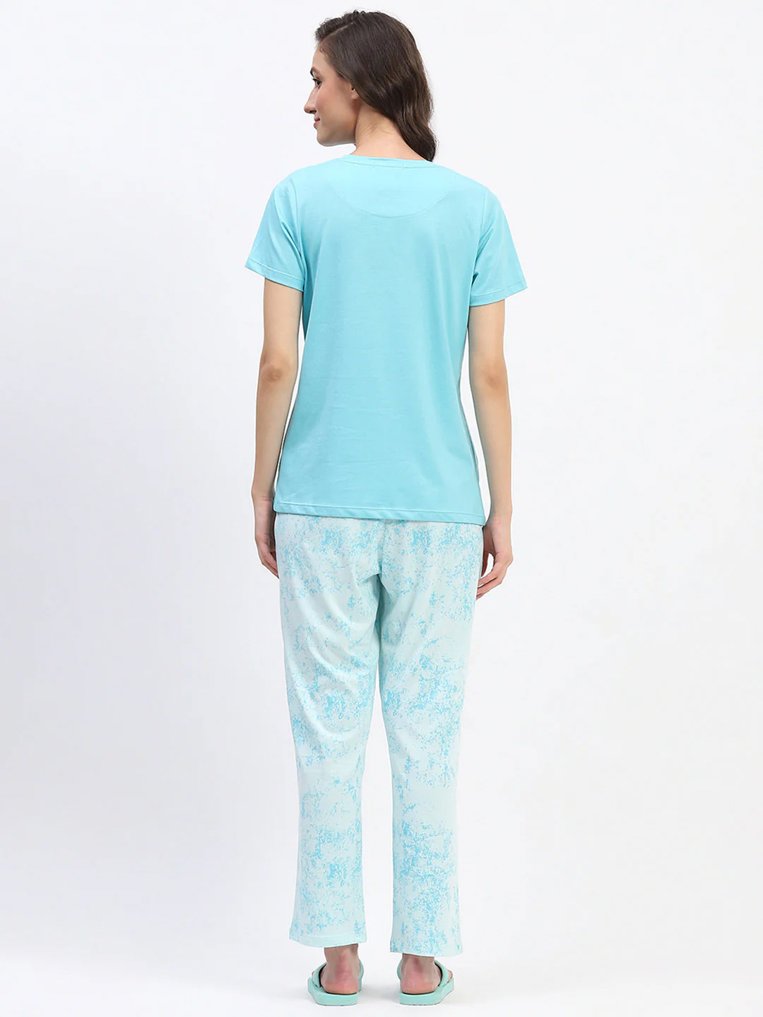 mSECRET Blue Typography Printed Night Suit Set - Image 6