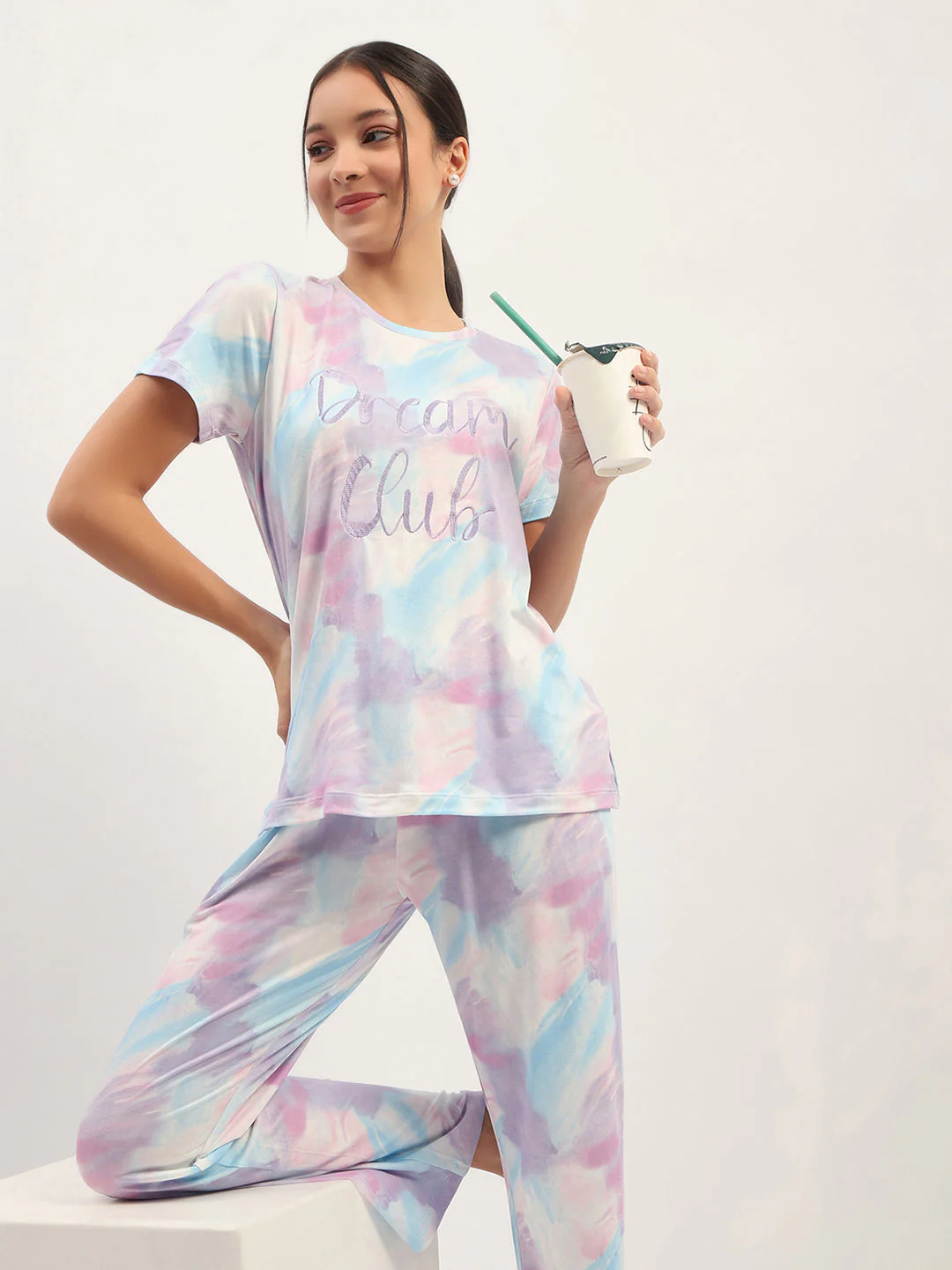 mSECRET Printed Mauve Nightsuit Set - Image 2