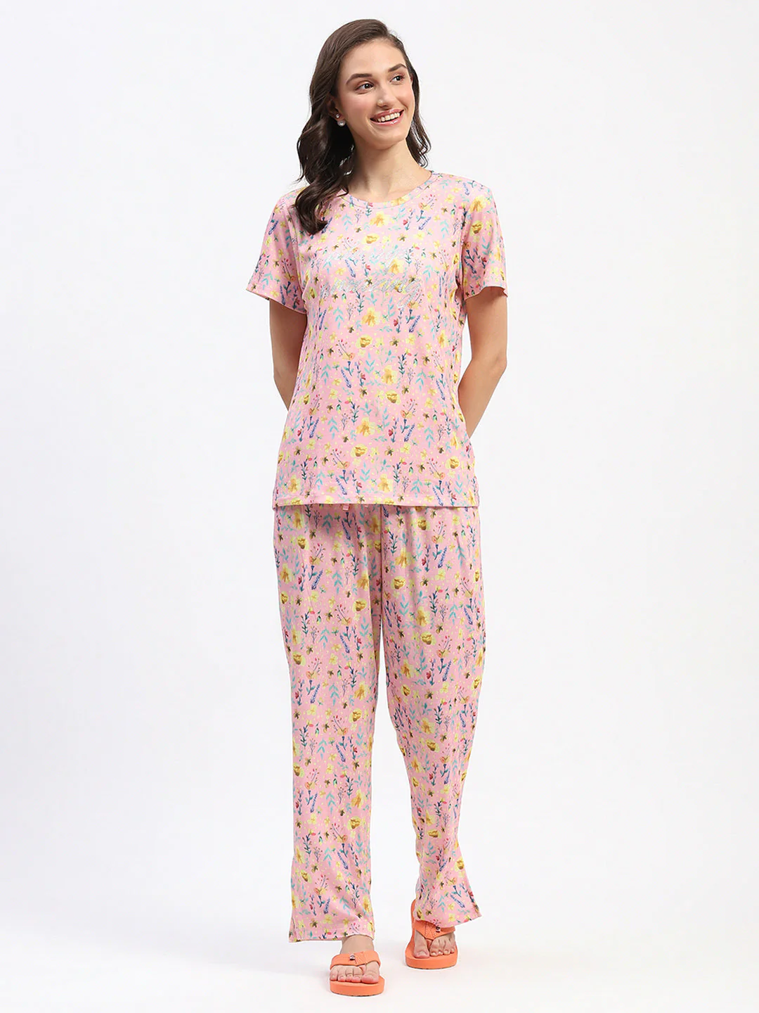 mSECRET Floral Print Peach Night Suit - Image 3