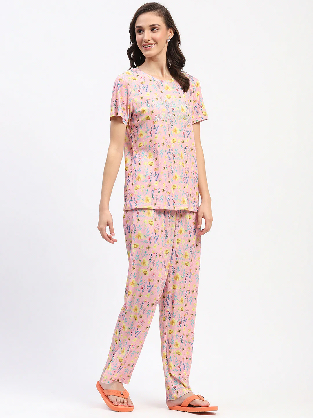mSECRET Floral Print Peach Night Suit - Image 4
