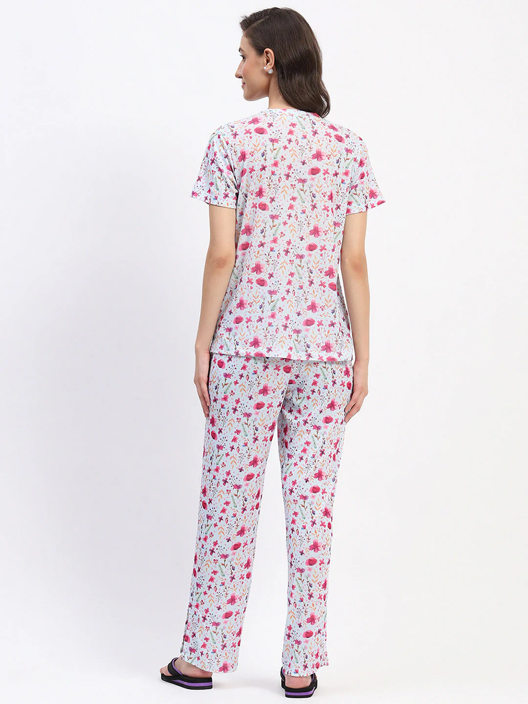 mSECRET Floral Print Sky Blue Night Suit Set - Image 6