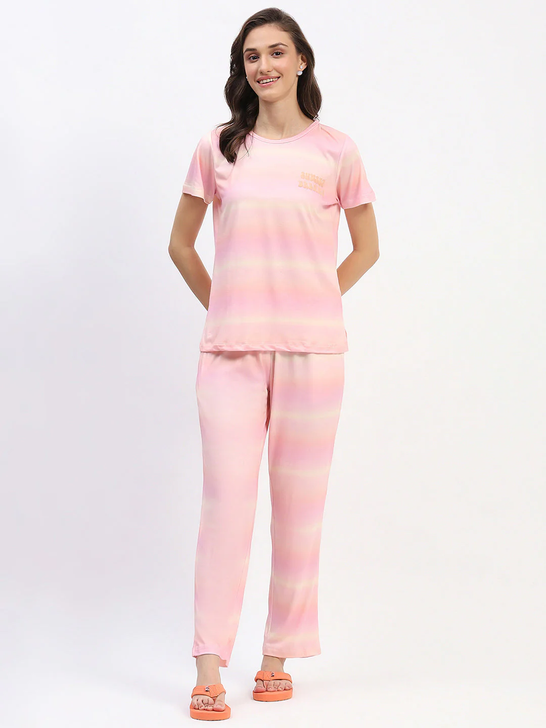 mSECRET Peach Ombre Short-Sleeve Night suit Set - Image 2