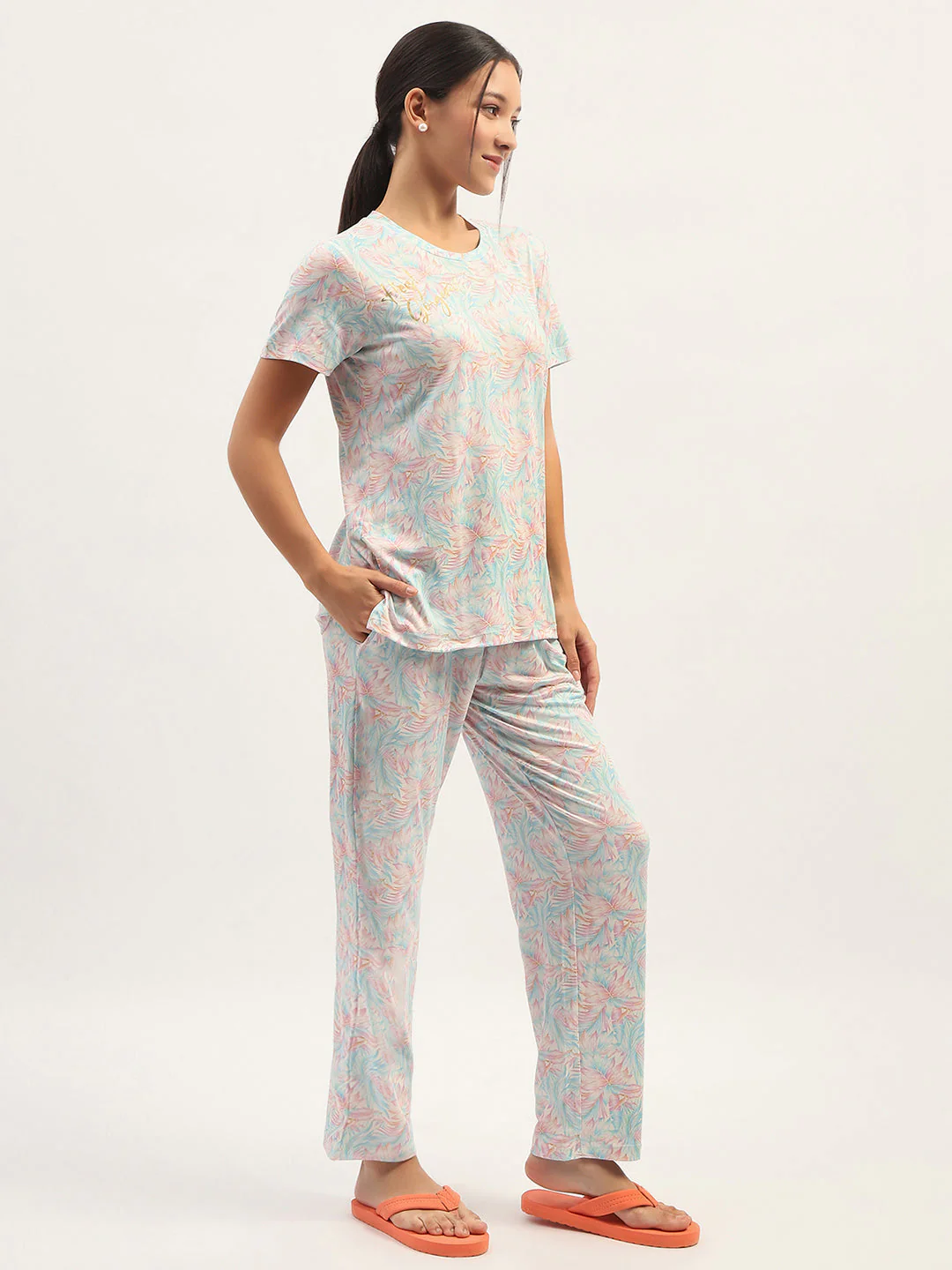 mSECRET Printed Mint Nightsuit Set - Image 4