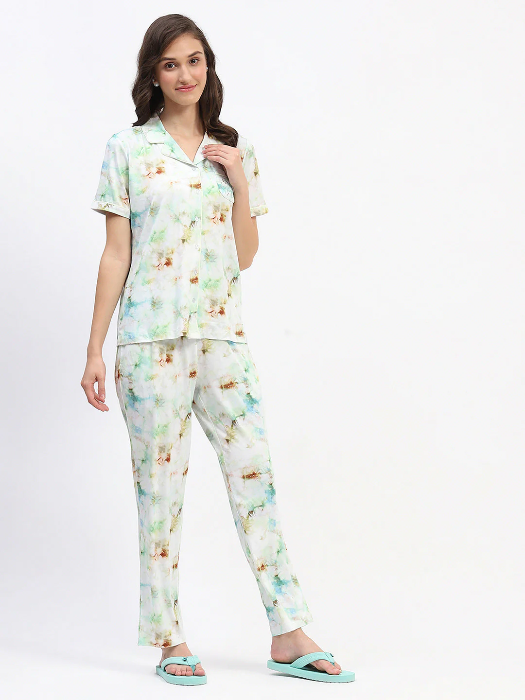mSECRET Short Sleeve Tie-Dye Mint Pajama Set - Image 4