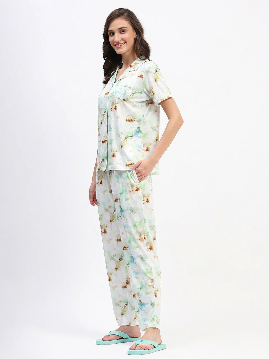mSECRET Short Sleeve Tie-Dye Mint Pajama Set - Image 5