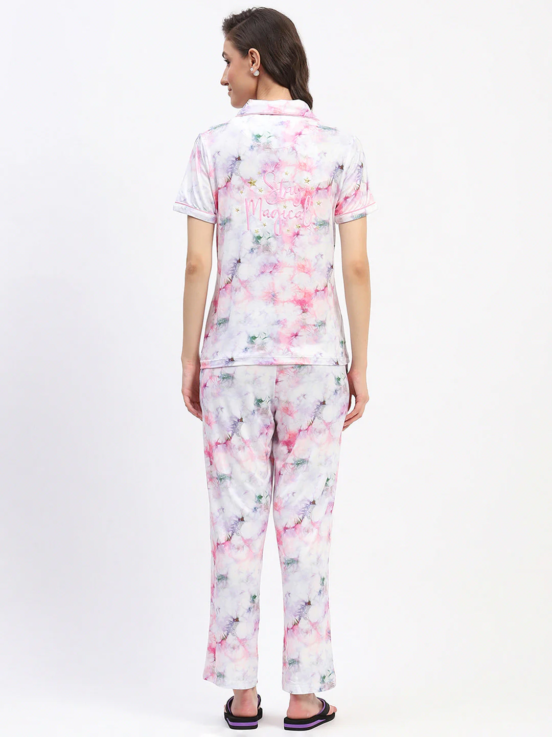 mSECRET Pink Tie-Dye Button-Down Pajama Set with Collared Shirt - Image 6