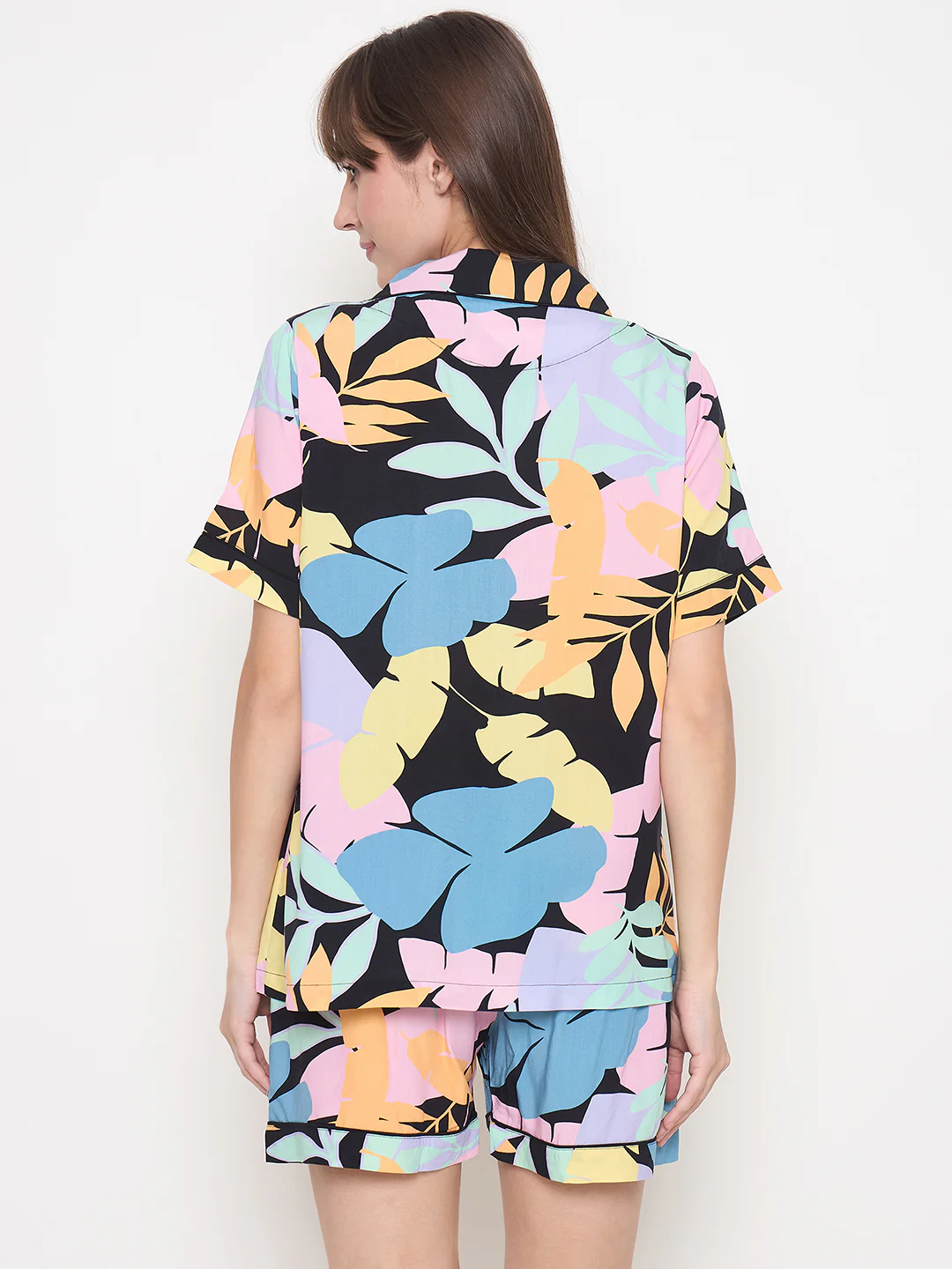 mSECRET Botanical Print Top and Shorts Black Nightsuit - Image 6