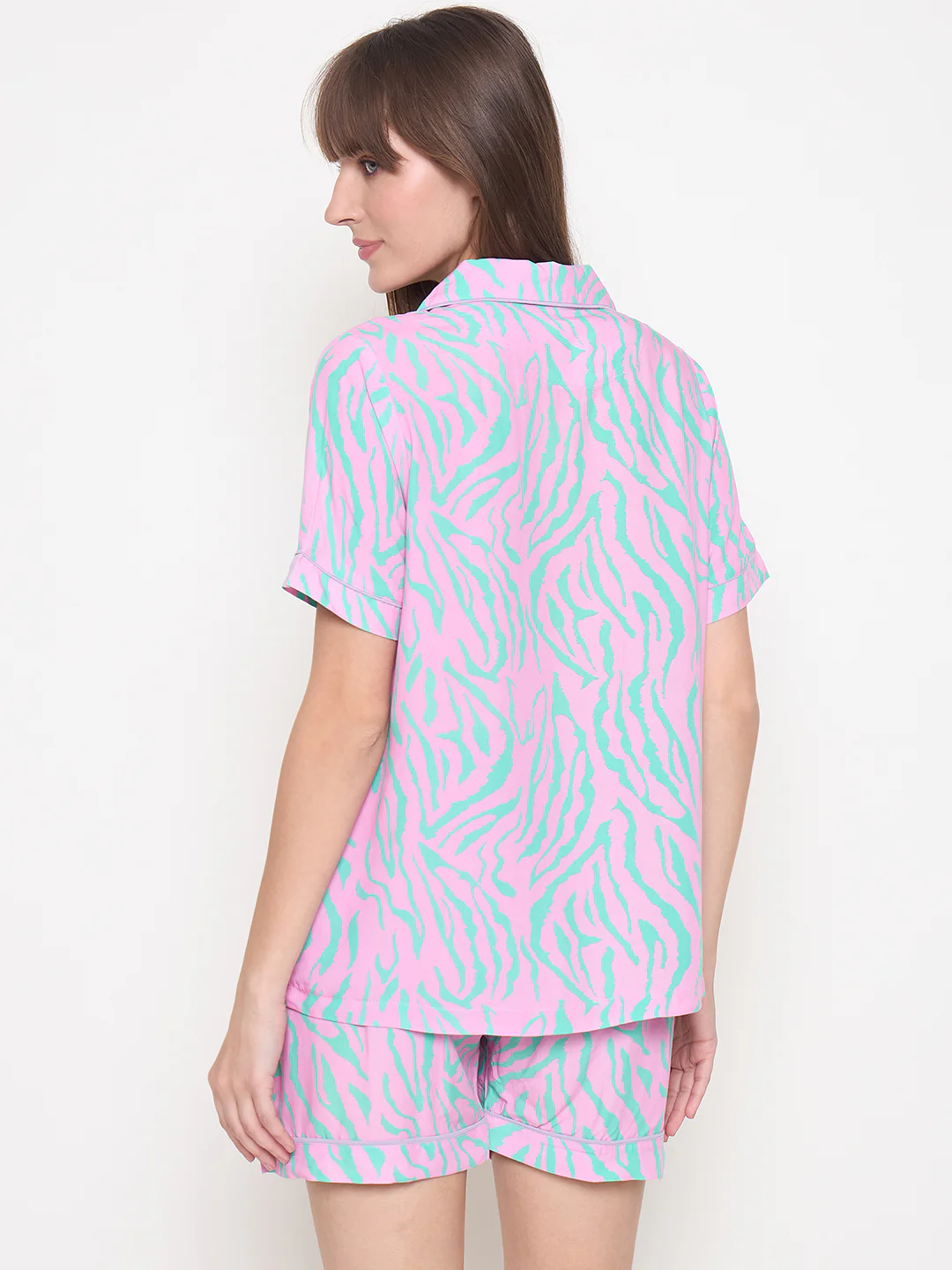 mSECRET Zebra Print and Elastic Waist Shorts Lavender Night Suit - Image 6