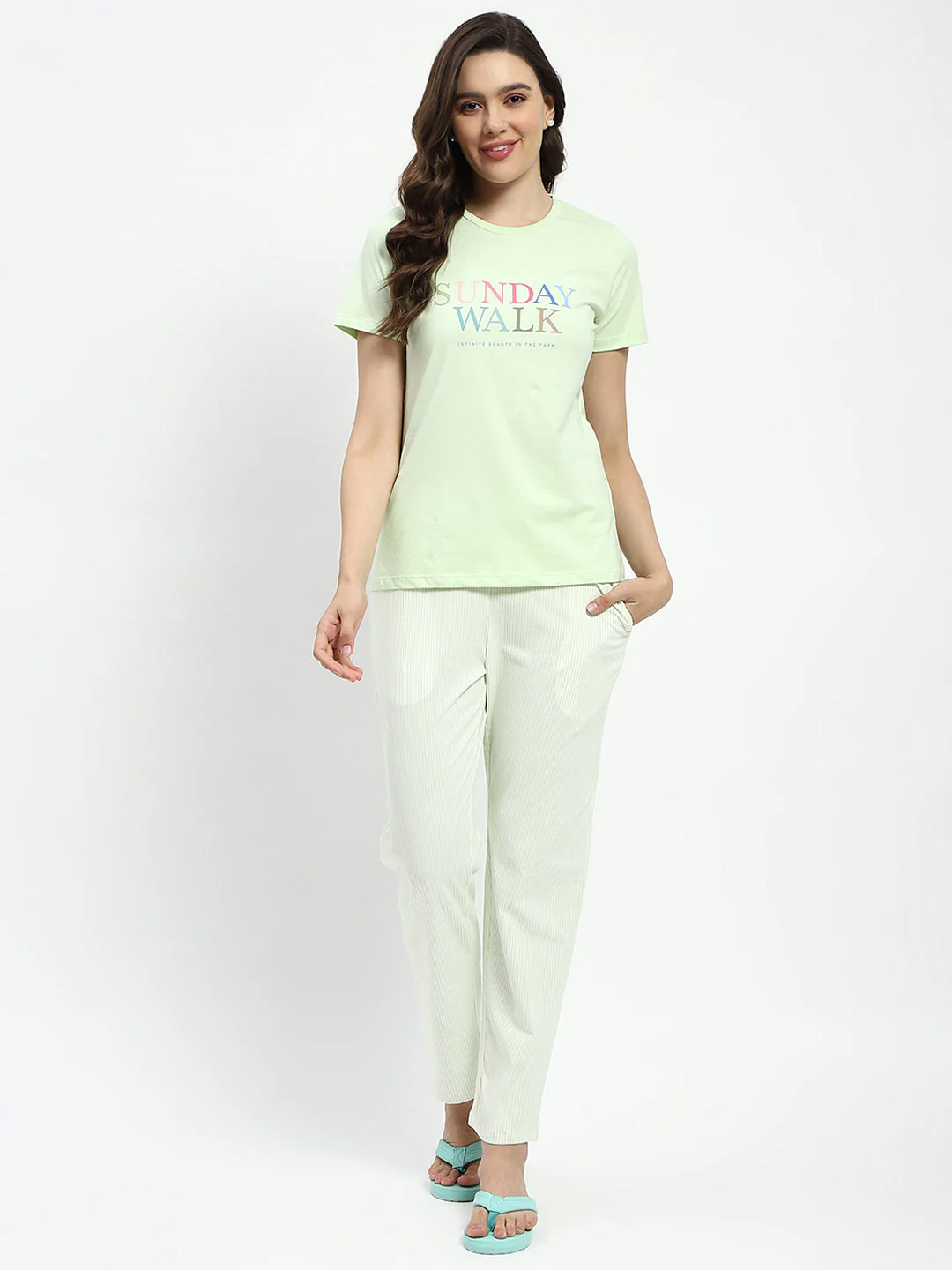 mSECRET 3 Piece Lime Green Cotton Nightsuit - Image 3