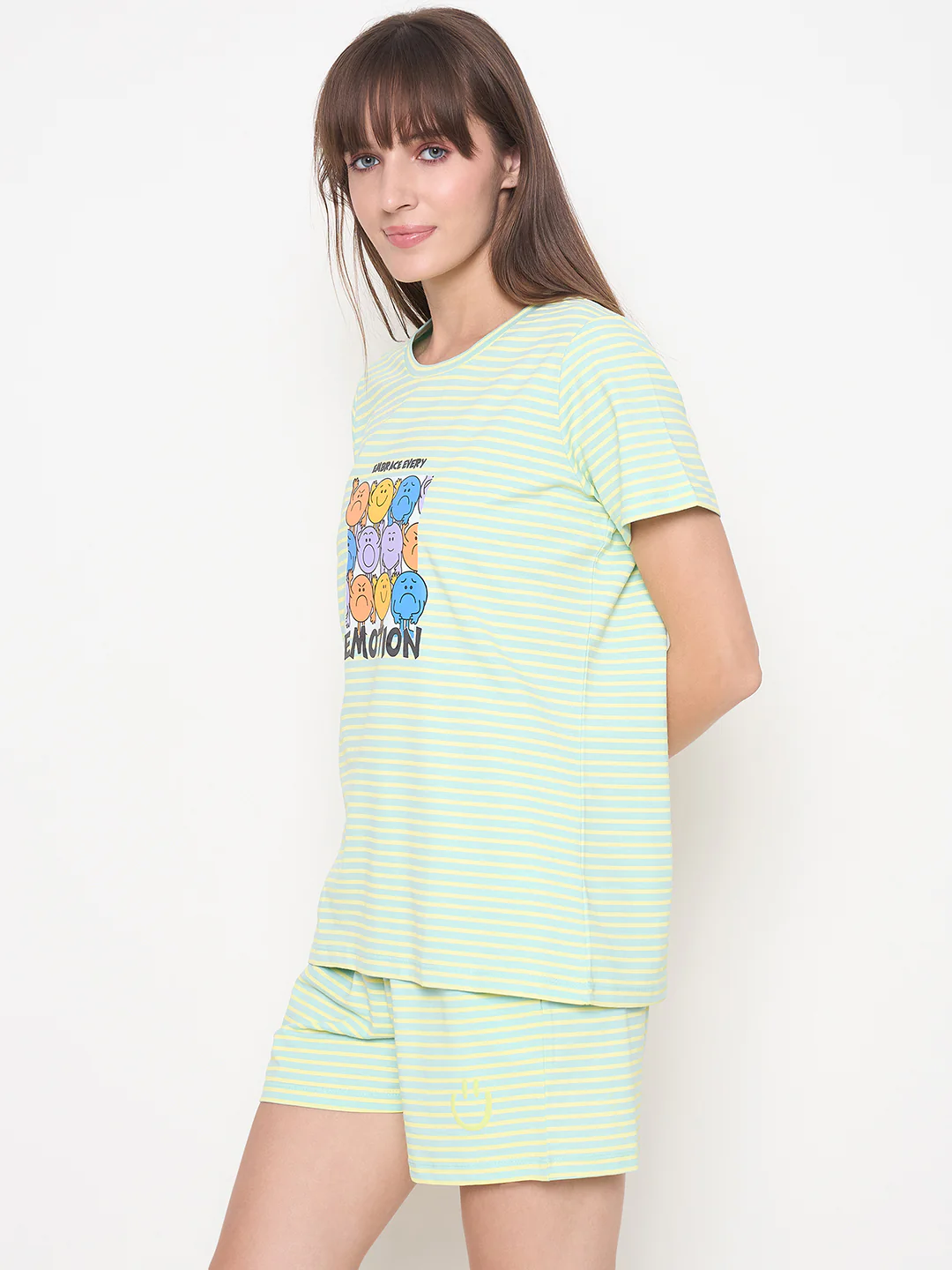mSECRET Printed Top, Shorts and Bottoms Mint Green Night Suit - Image 6