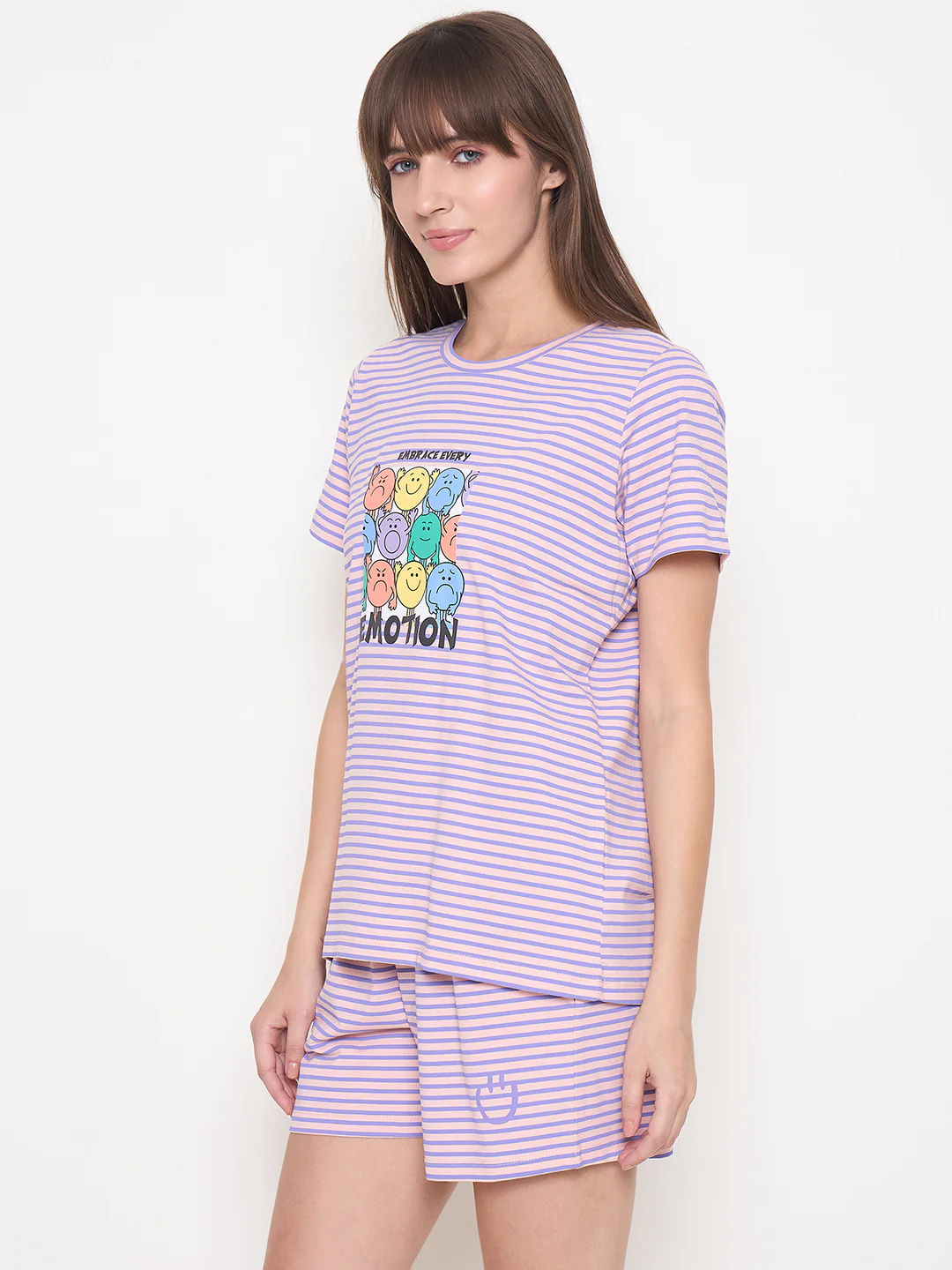 mSECRET Printed Top, Shorts and Bottoms Purple Night Suit - Image 10