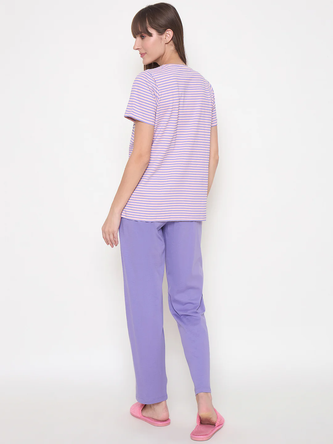 mSECRET Printed Top, Shorts and Bottoms Purple Night Suit - Image 11