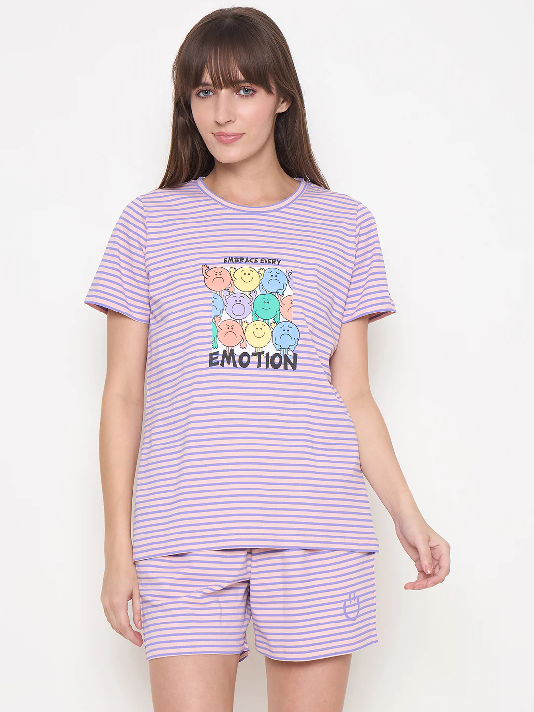 mSECRET Printed Top, Shorts and Bottoms Purple Night Suit - Image 8