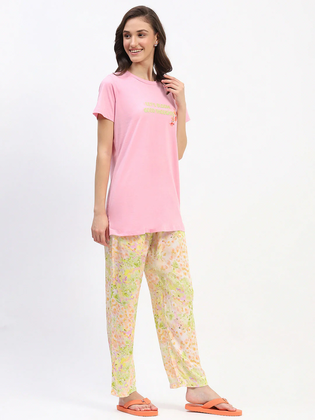 mSECRET Pink Graphic Tee and Floral Print Pajama Set - Image 4