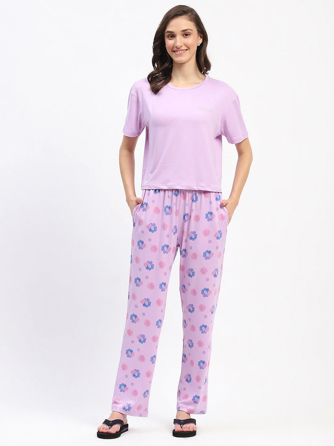 mSECRET Disney Typography Mauve Nightsuit Set - Image 3