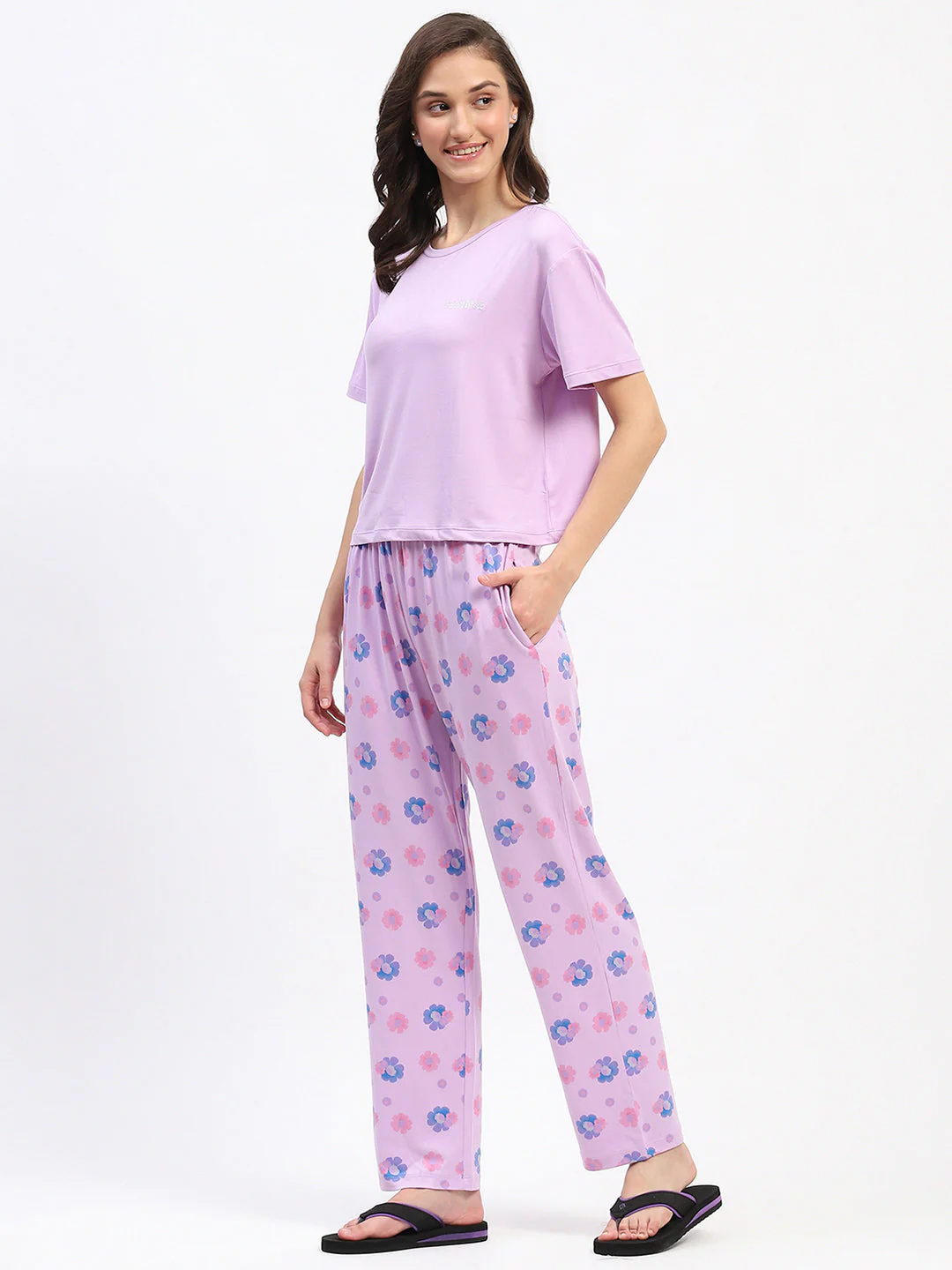 mSECRET Disney Typography Mauve Nightsuit Set - Image 5
