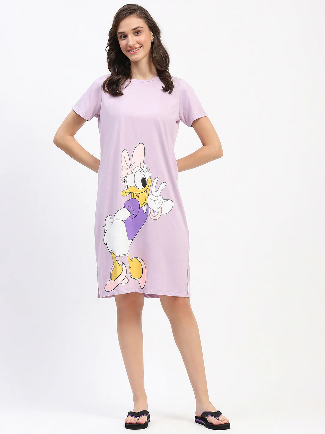 mSECRET Disney Graphic Print Cotton Lilac Sleep Shirt Dress - Image 3