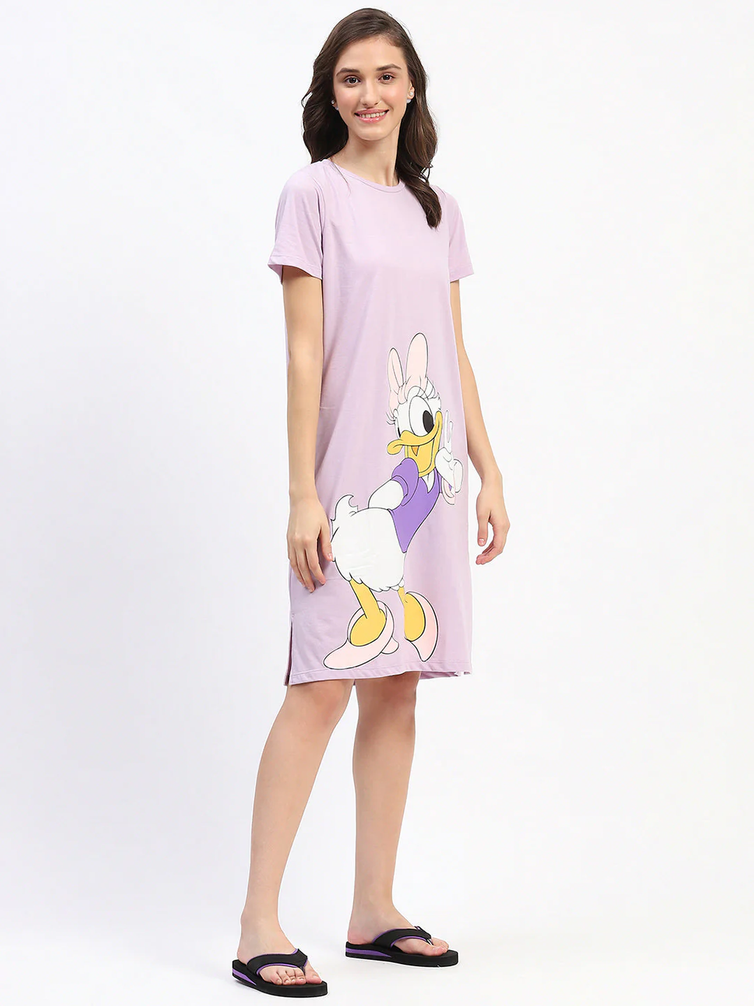 mSECRET Disney Graphic Print Cotton Lilac Sleep Shirt Dress - Image 4
