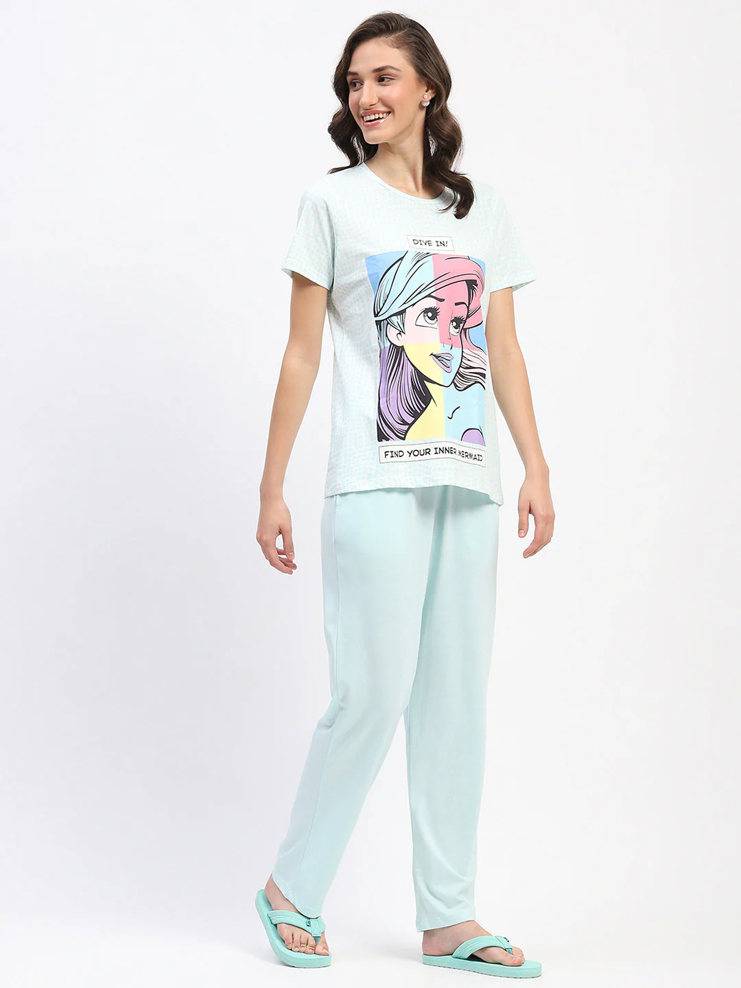 mSECRET Disney Ariel Print Aqua Night Suit - Image 5