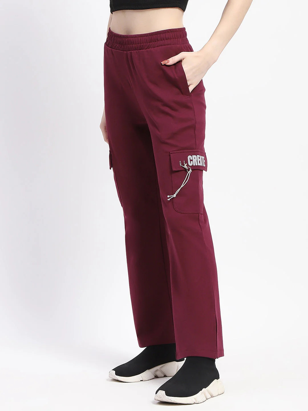 mSECRET Purple Wide-Leg Cotton Track Bottom - Image 4