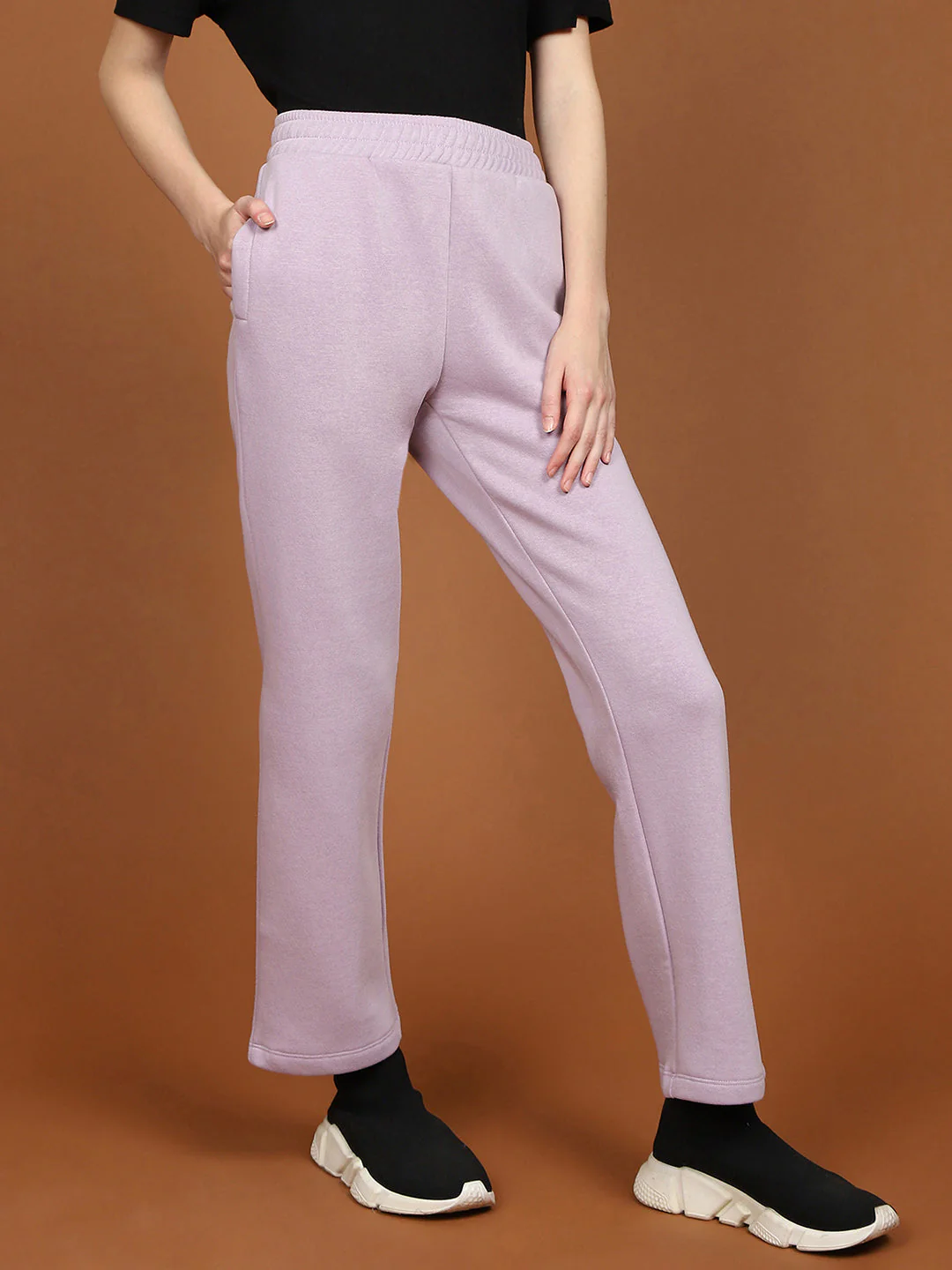 mSECRET Typography Detailing Mauve Cotton Track Bottoms - Image 3
