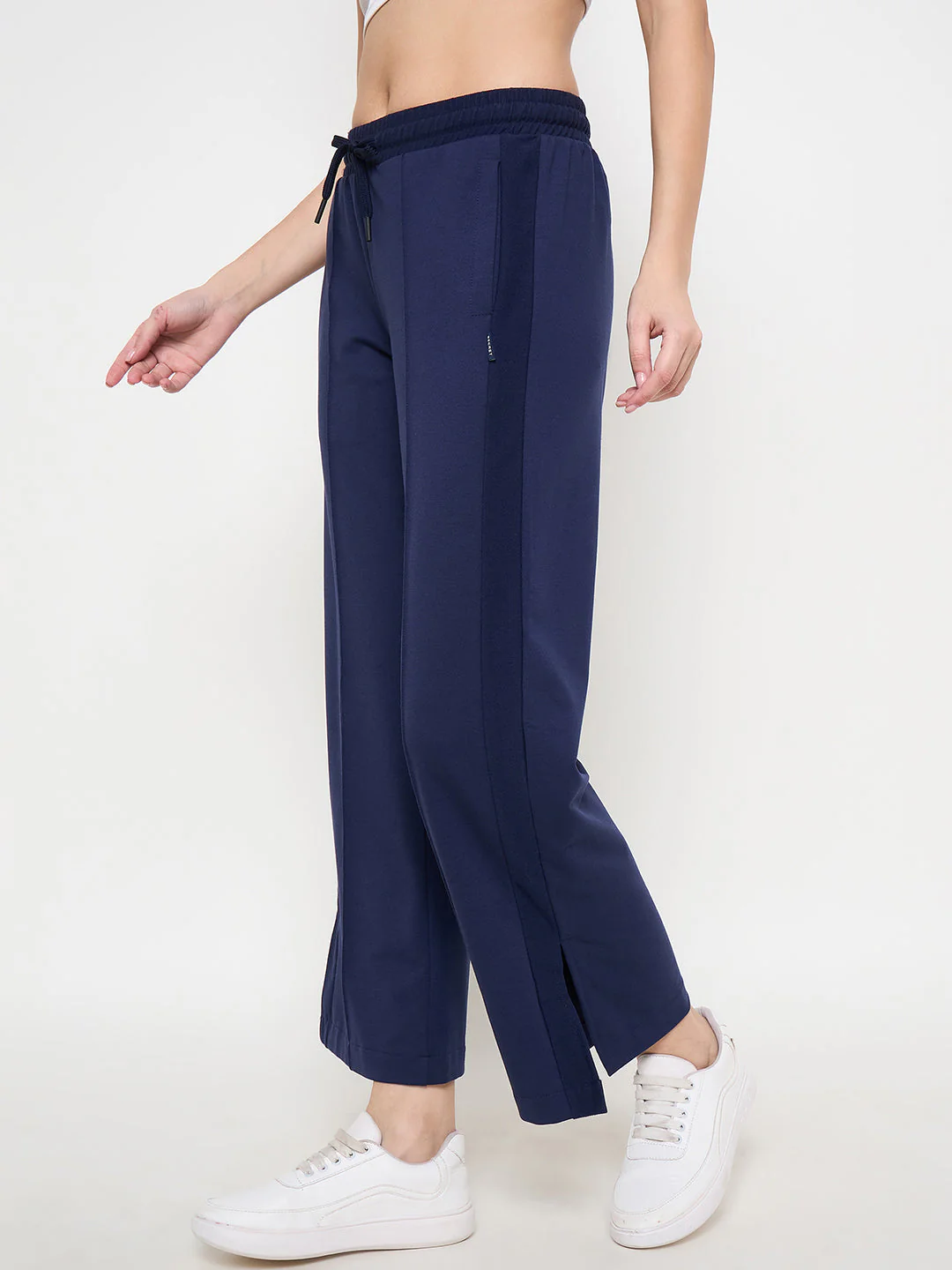 mSECRET Solid Navy Elasticated Waist Flared Loose Fit Track Bottoms - Image 5