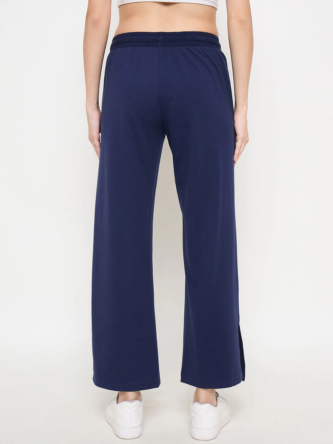 mSECRET Solid Navy Elasticated Waist Flared Loose Fit Track Bottoms - Image 6