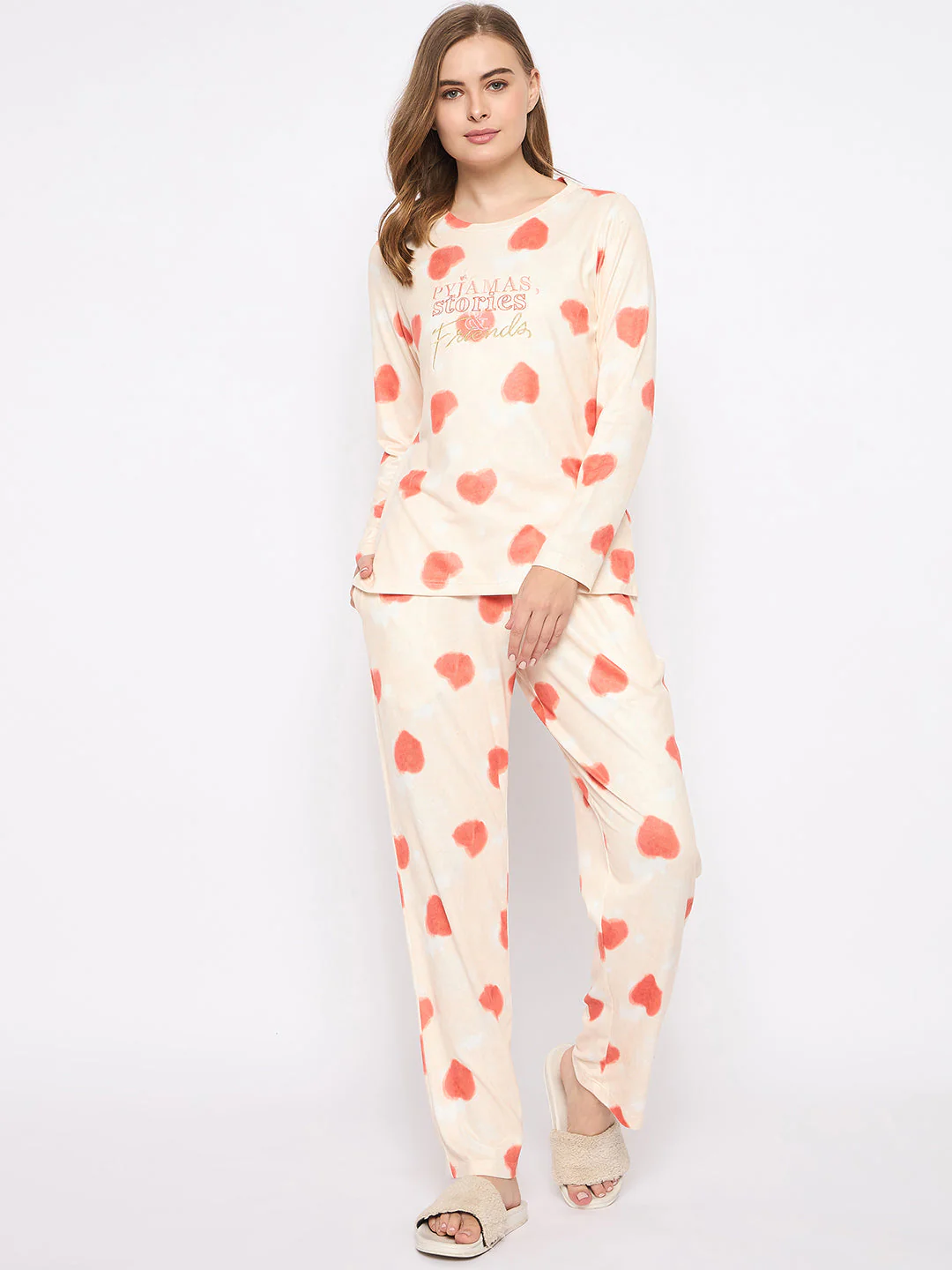 mSECRET Printed Top and Bottoms Orange Nightsuit - Image 4