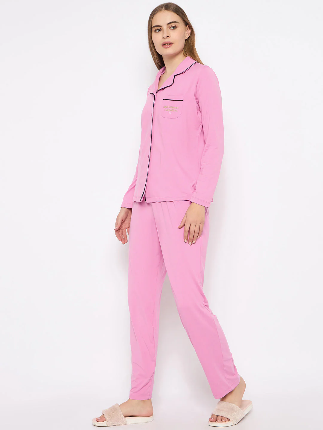 mSECRET Open Front Contrast Bonning Pink Night Suit - Image 5