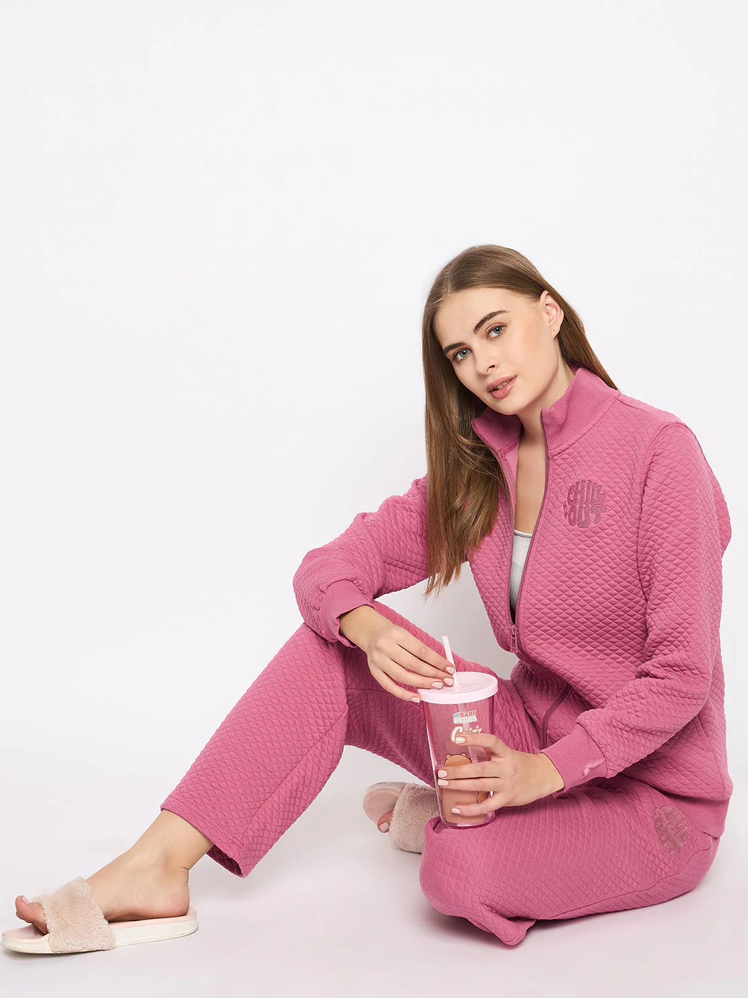mSECRET Self Designed Zip Top and Pink Night Suit - Image 2