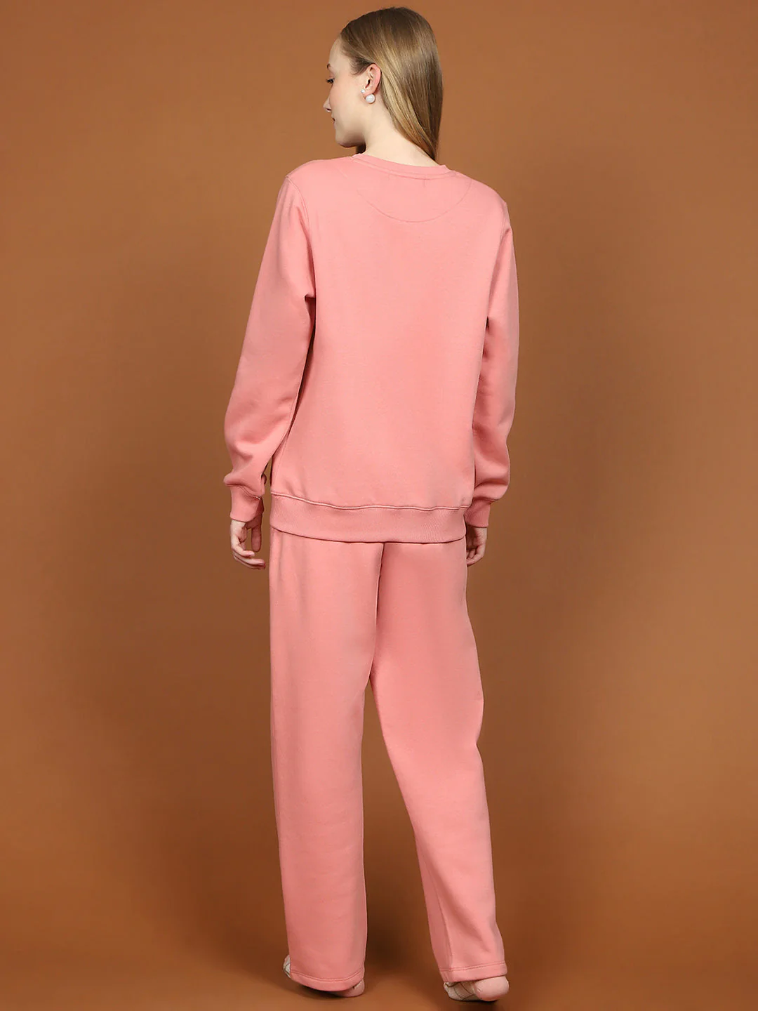 mSECRET Fleece Printed Round Neck Top and Bottom Pink Night Suit - Image 6