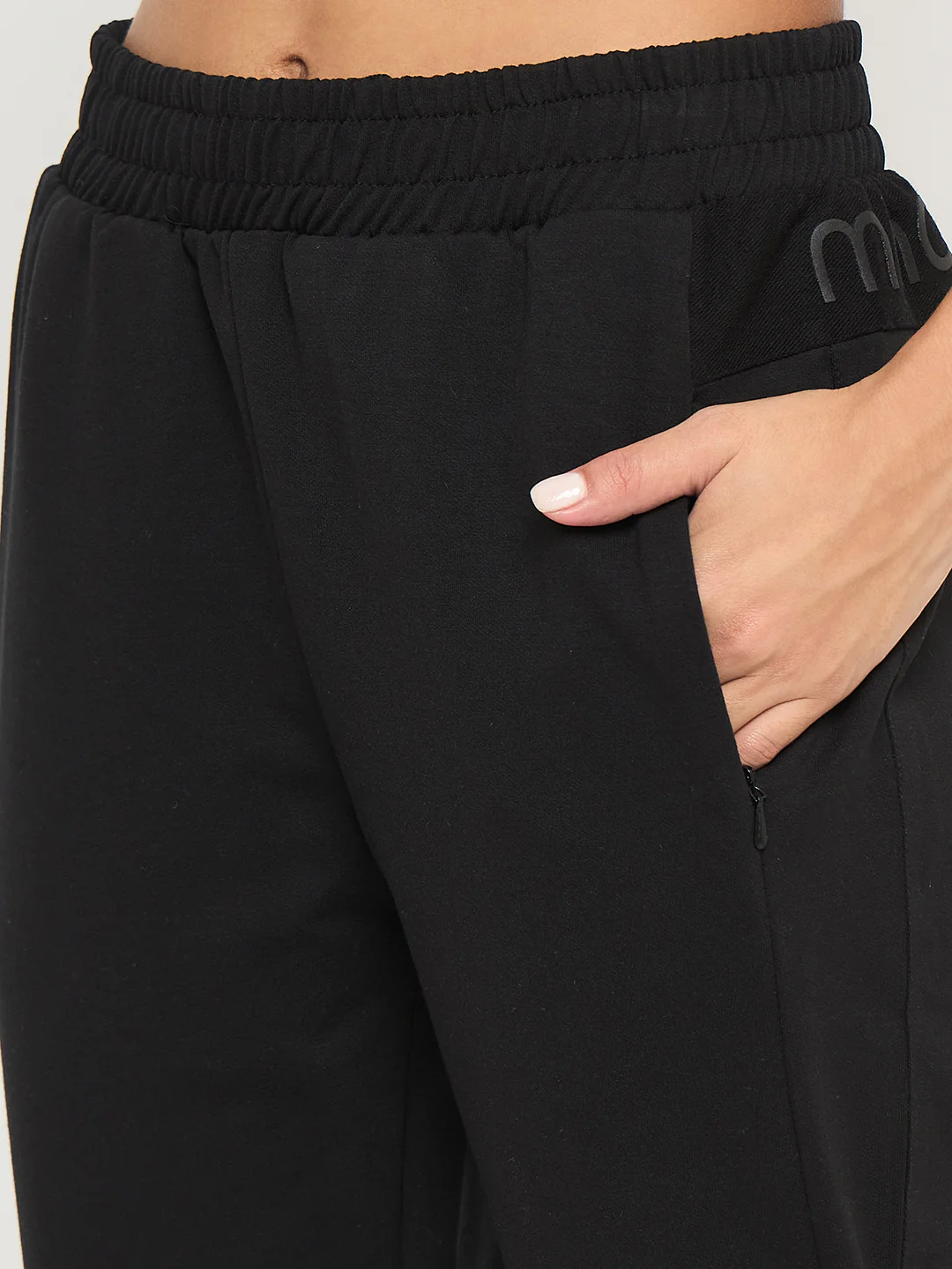 mSECRET Stitch Detailing Elasticated Waist Black Track Bottoms - Image 6