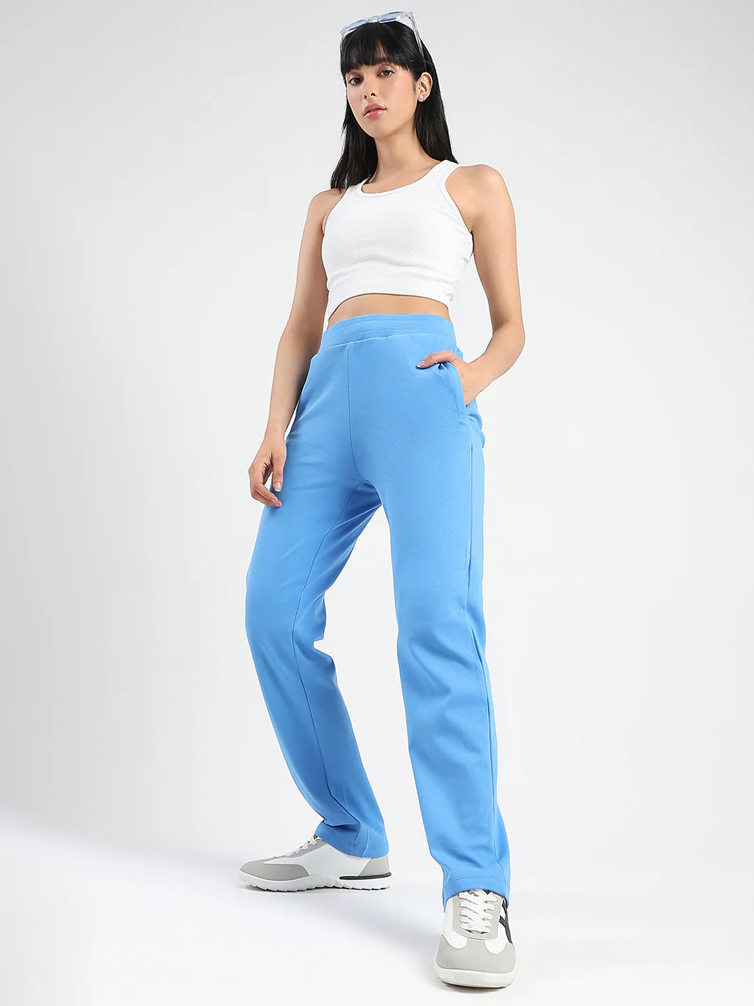 mSECRET Zip Pocket Blue Cotton Blend Track Bottoms - Image 2