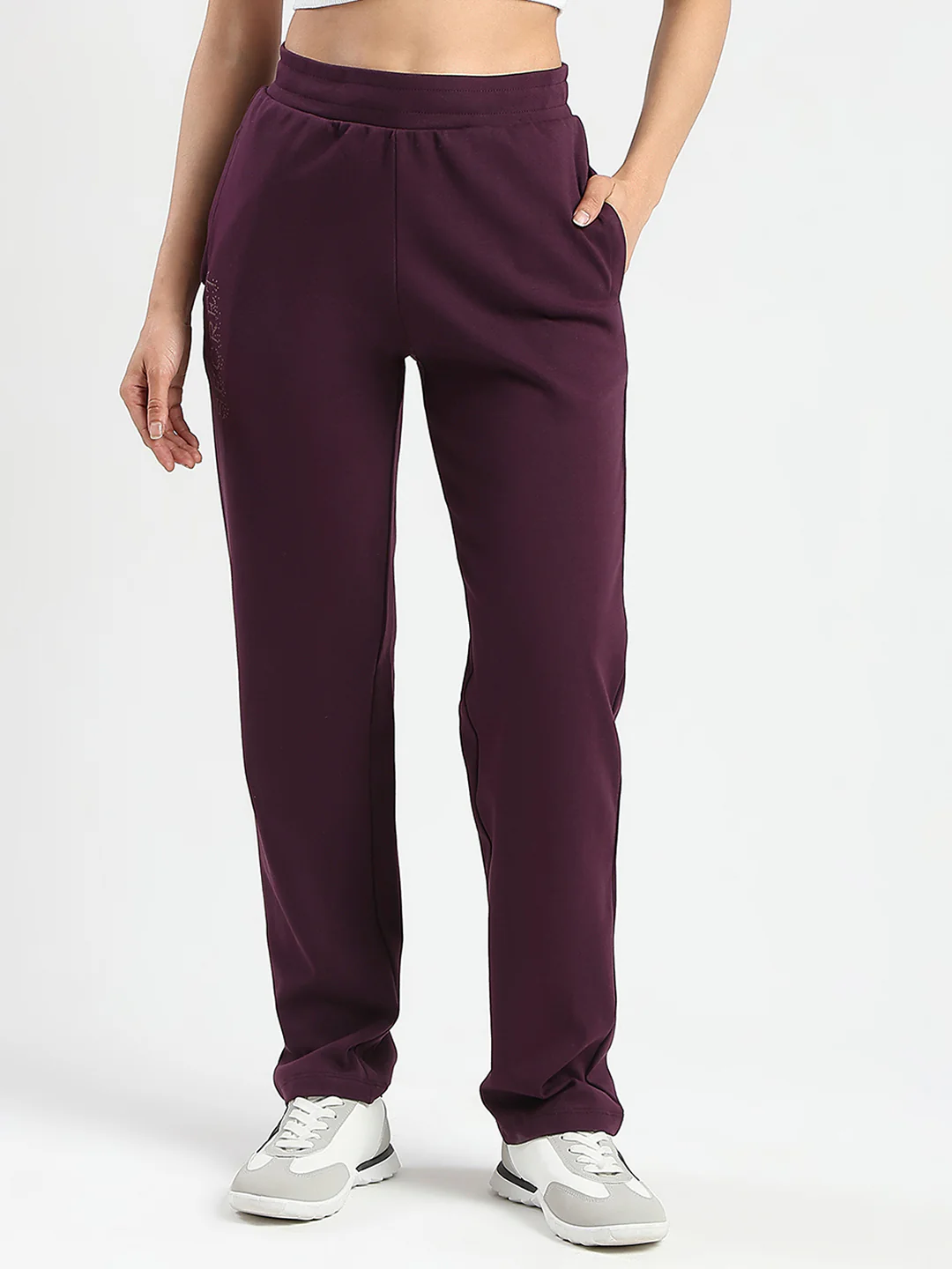 mSECRET Zip Pocket Dark Purple Cotton Blend Track Bottoms