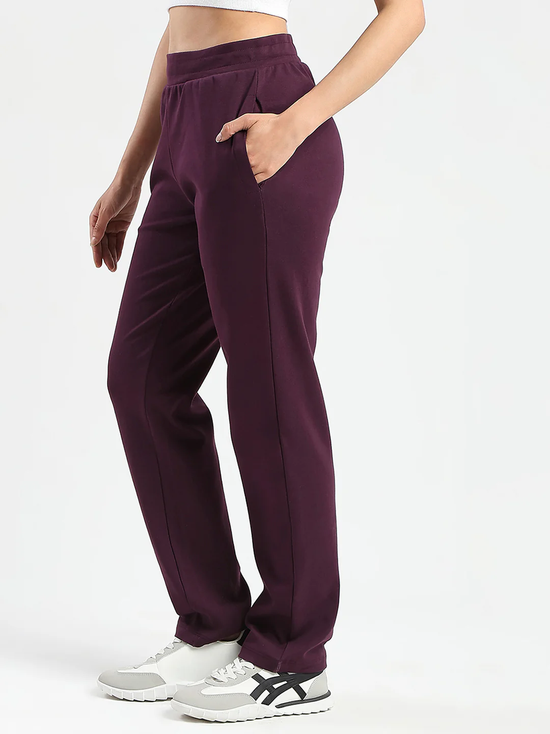 mSECRET Zip Pocket Dark Purple Cotton Blend Track Bottoms - Image 4
