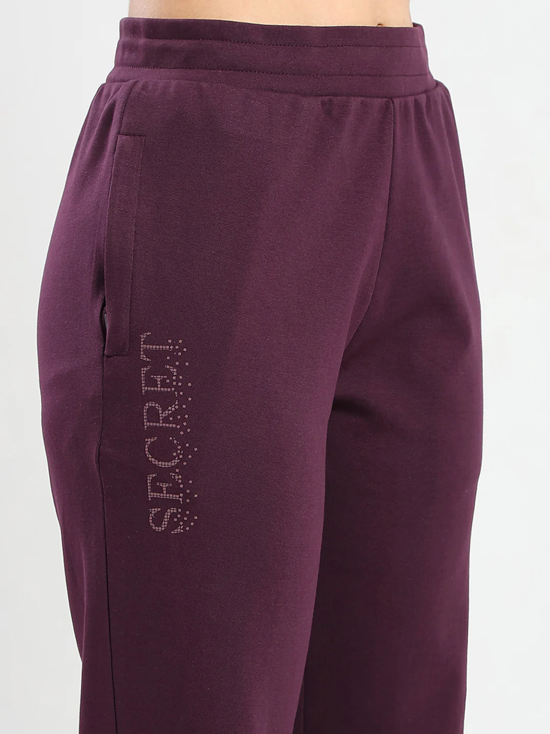 mSECRET Zip Pocket Dark Purple Cotton Blend Track Bottoms - Image 6