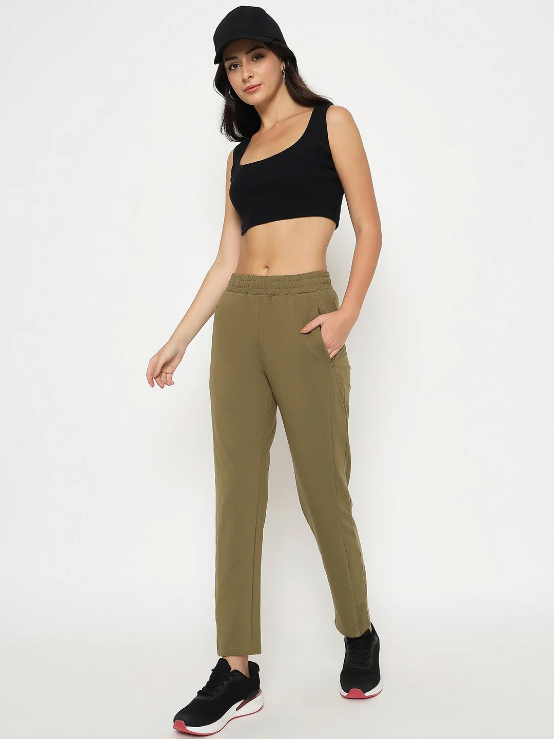 mSECRET Pleated Olive Green Straight Track Bottoms - Image 2