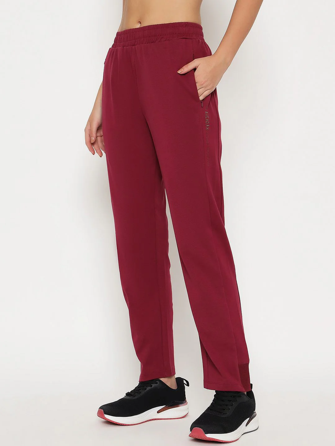 mSECRET Straight Fit Wine Red Cotton Blend Track Bottom - Image 4