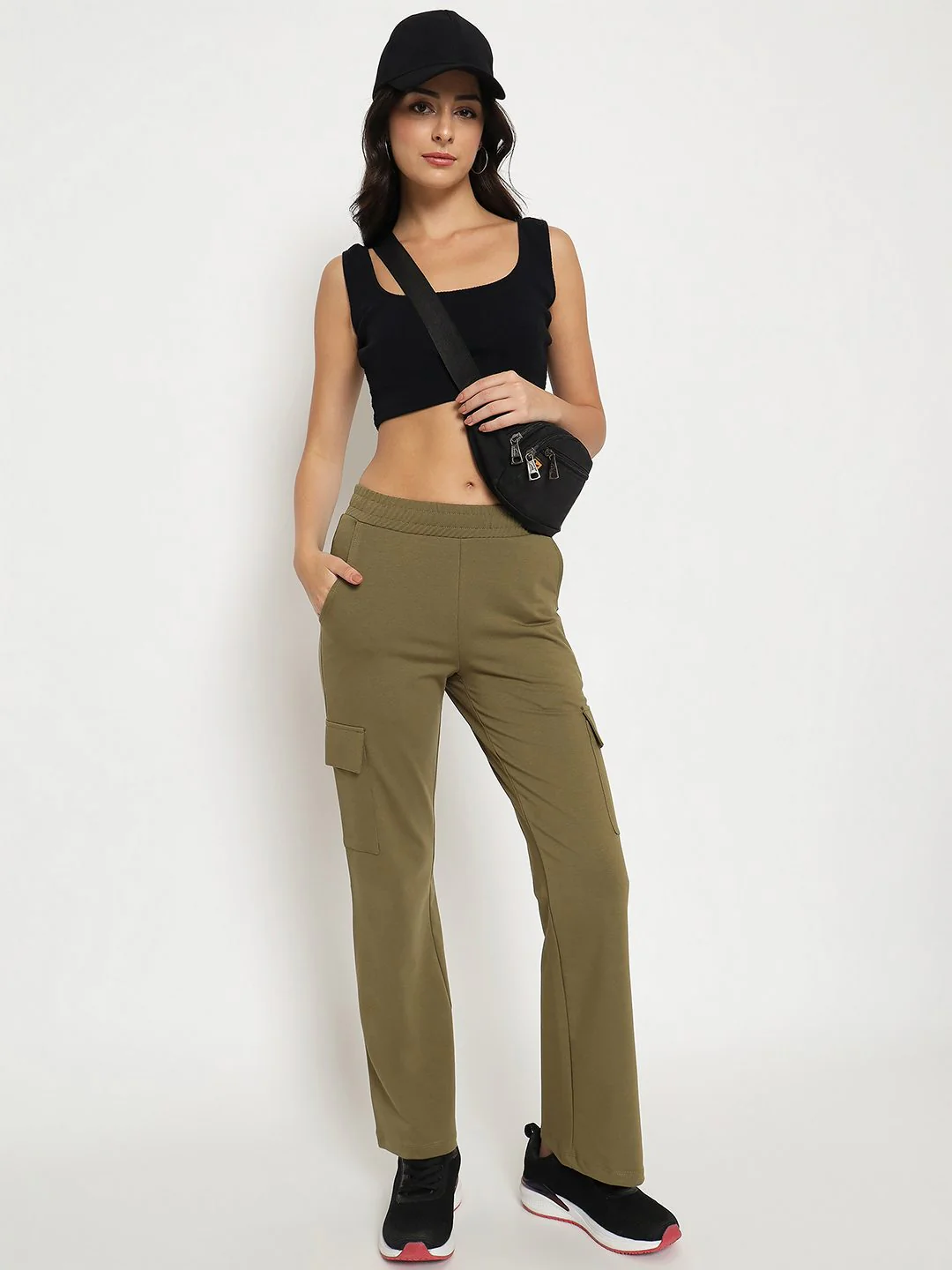mSECRET Straight Olive Green Cargo Track Bottoms - Image 2