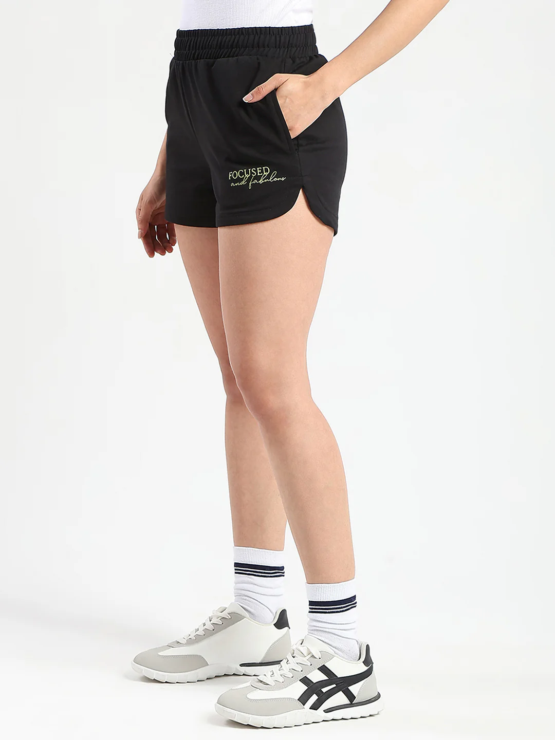 mSECRET Typography Print Black Cotton Blend Shorts - Image 4