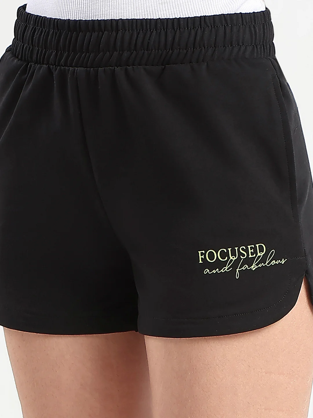 mSECRET Typography Print Black Cotton Blend Shorts - Image 6