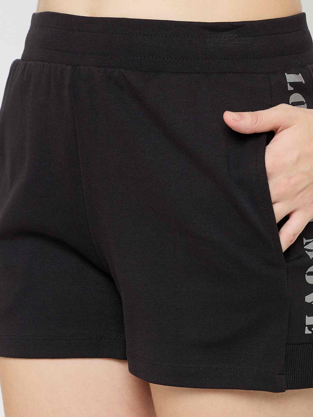 mSECRET Elasticated Hem Black Cotton Blend Shorts - Image 6
