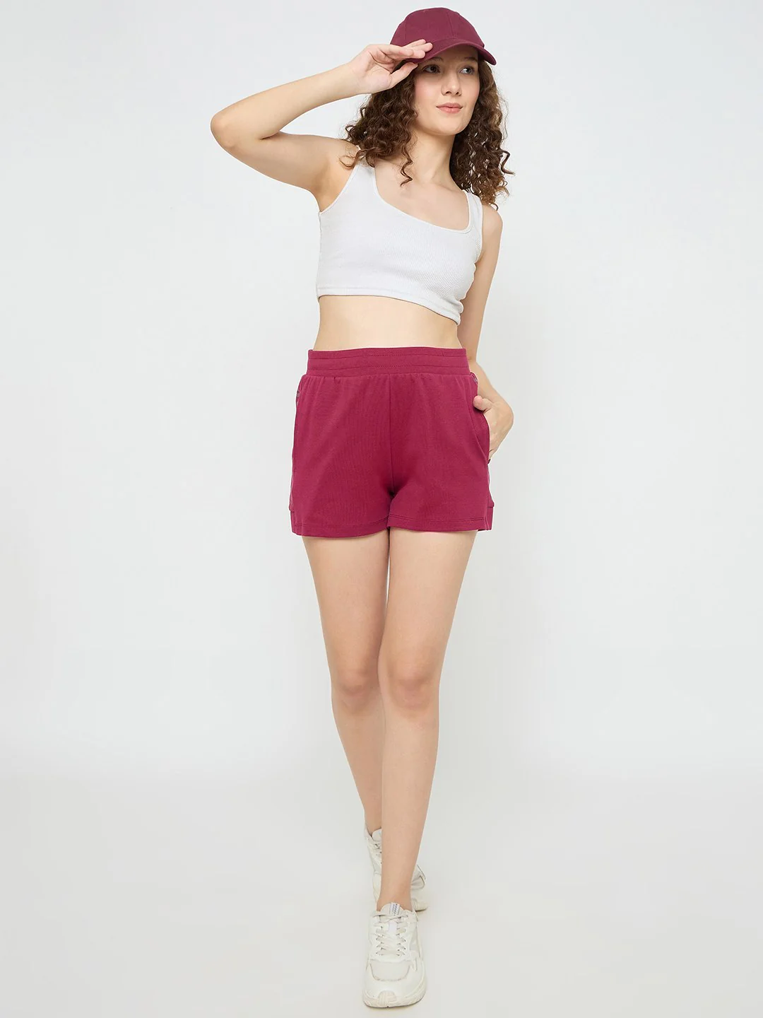 mSECRET Elasticated Hem Wine Red Cotton Blend Shorts - Image 2