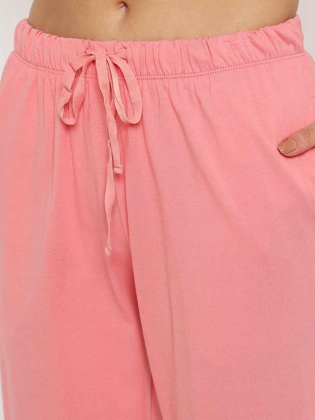 mSECRET Embossed Top and Bottom Coral Cotton Night Suit - Image 7