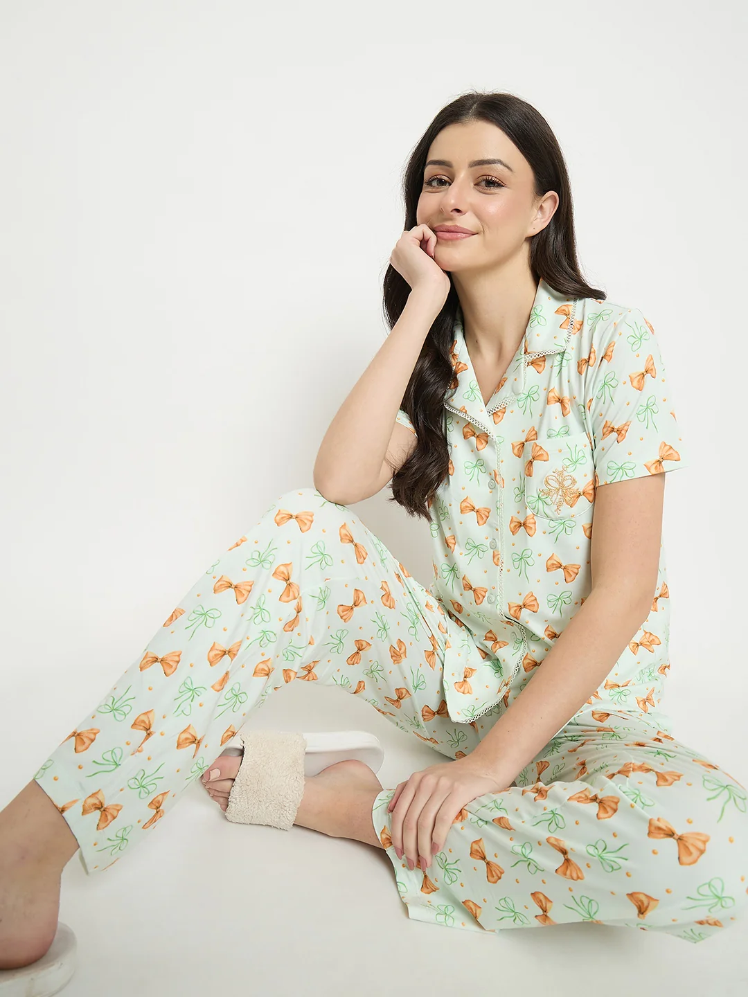 mSECRET Mint Printed Night Suit Set - Image 2