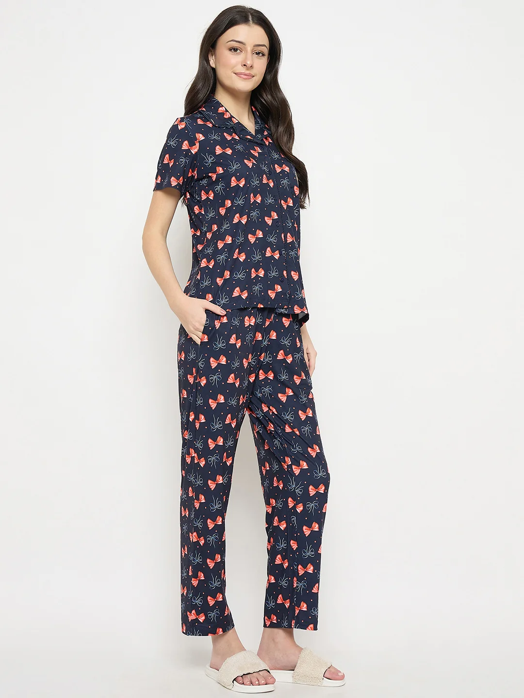 mSECRET Blue Printed Night Suit Set - Image 4