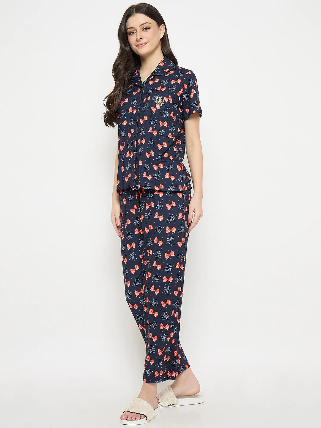mSECRET Blue Printed Night Suit Set - Image 5
